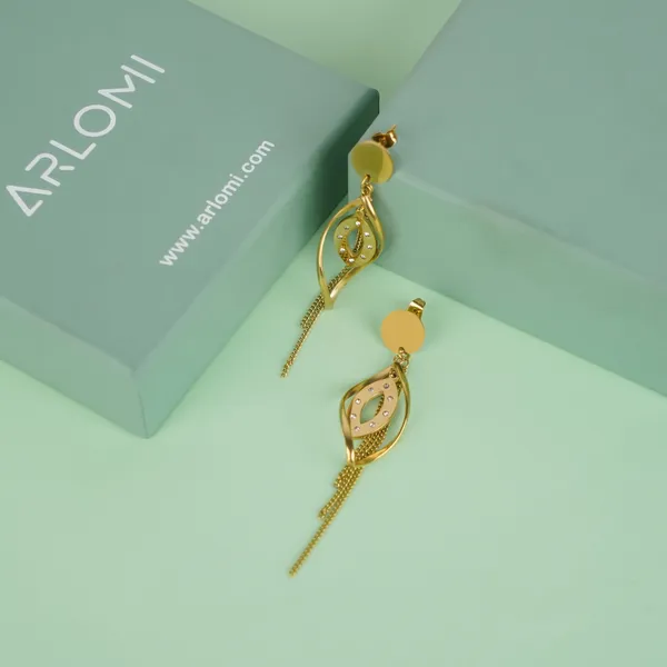Gold_Crystal_Leaf_Chain_Tassel_Drop_Earrings_For_Women_And_Girls